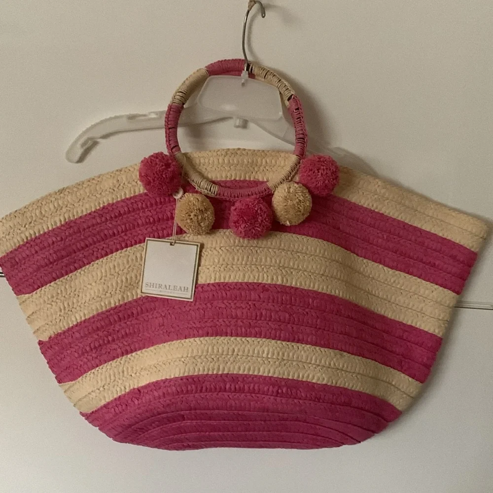 SHIRALEAH Vegan Bright Pink Capri Tote Beach bag NWT